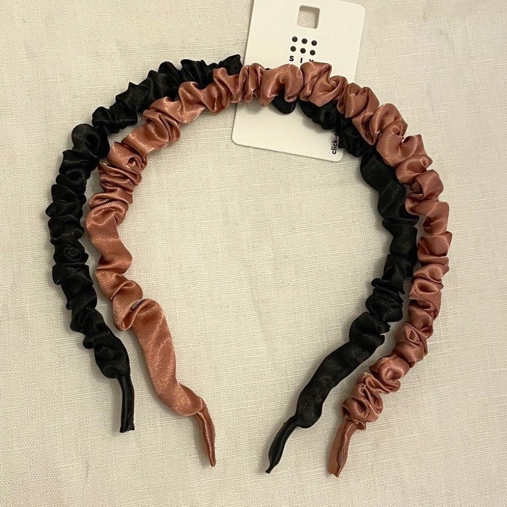 SIX two pack ruched headbands violet and black